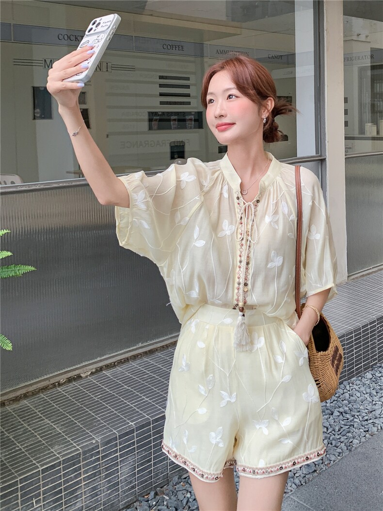 现货主推重工艺刺绣女夏新款休闲减龄穿搭两件套A2601-139-K218,女装套装/套裙,美静678