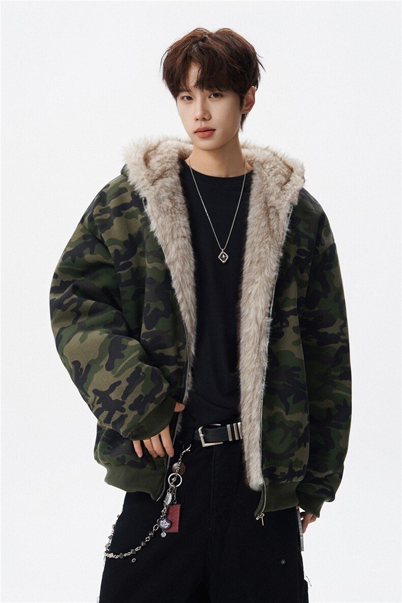 美式座山雕加绒加厚棉服男冬宽松连帽毛领棉衣外套MY18001,男装棉衣,电商B312