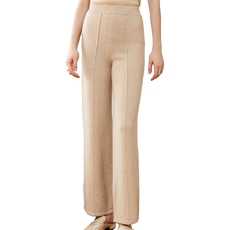 秋冬新款羊绒竖条纹高腰显瘦直筒休闲裤，女装休闲裤，恒爱羊绒