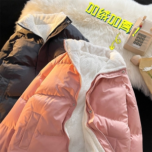 ！2023冬新款男士加绒加厚棉衣高品质纯色棉服外套MY100特P75图片