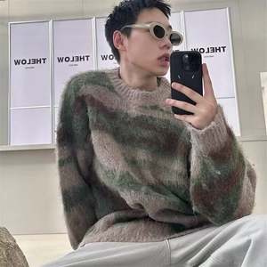 【有货】DM5647-P50美式撞色毛衣男秋冬季慵懒风加厚针织衫上衣图片