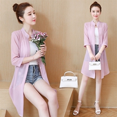 防晒衣女夏季中长款沙滩雪纺开衫百搭披肩空调衫外搭时尚气质宽松，女装防晒衣，尚羽泽网红店