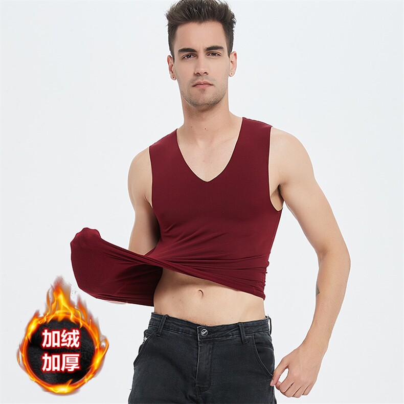 特价秋冬无痕磨毛大码弹力男士休闲纯色加绒背心打底内穿保暖，男装背心/马甲，星座1816-2（原1210–2）