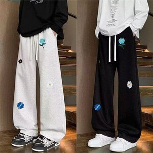秋款男休闲卫裤刺绣涂鸦宽松直筒休闲长裤大码M-5XL ht003 P35图片
