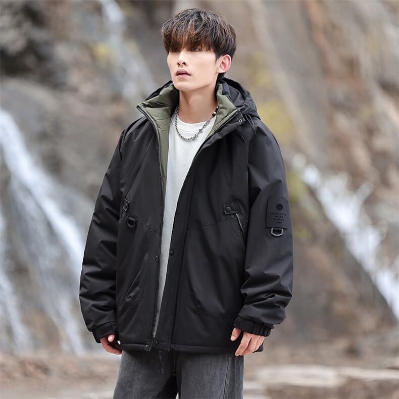 冬季冲锋衣男士棉衣加棉加厚棉服工装棉袄连帽潮A266-MY8014-P75，男装棉衣，电商A266