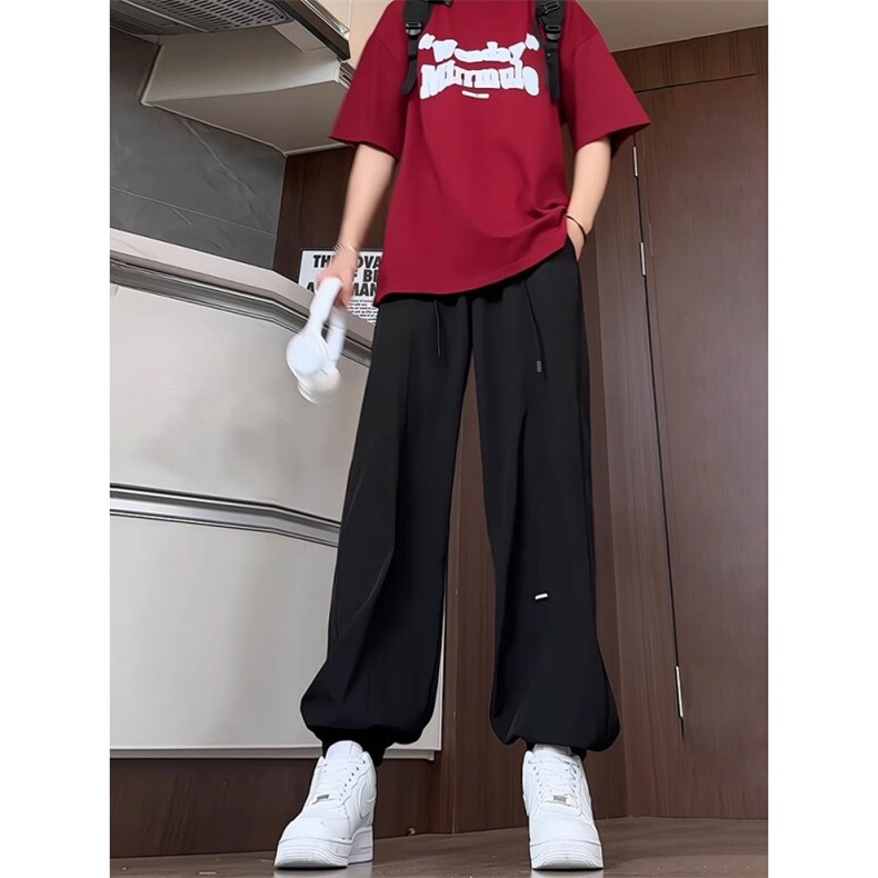 D30-P40黑色冰丝九分裤夏季美式束脚运动哈伦萝卜裤，男装牛仔裤，星座617A-1（原B318A）