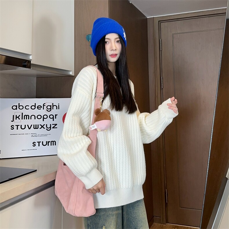 秋季新款港风设计感水波纹套头V领毛衣男女潮XZ608-M805-P65控88,男装针织衫/毛衣,星座608(原A046)