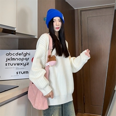 秋季新款港风设计感水波纹套头V领毛衣男女潮XZ608-M805-P65控88，男装针织衫/毛衣，星座608(原A046)