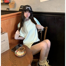 抖音得物品质二开240克宽松纯棉美式潮牌印花三条杠中性风短袖T恤，男装T恤，电商A486
