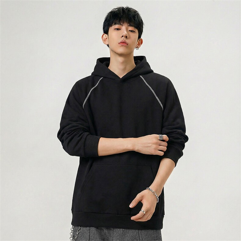 改华棉拼接走线连帽卫衣【现货】C403A-T89-特P45，男装卫衣，电商C403A