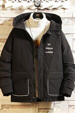 2019冬季新砖墙日系大码潮男印花布标运动保暖连帽棉衣M761-P125，男装棉衣，电商A001
