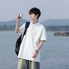 wassuphappy简约polo衫短袖t恤男夏季薄款潮牌青少年休闲五分袖，男装T恤，星座109