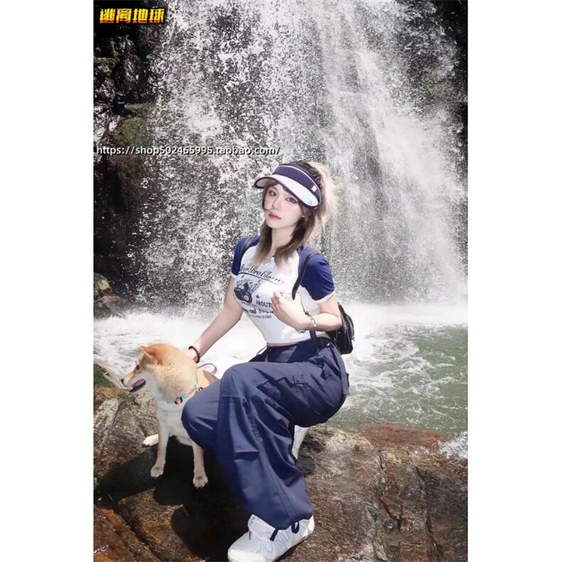 美式嘻哈复古多口袋宽松机能直筒裤降落伞兵工装裤男女休闲裤新款,男装工装外套,四季星座505