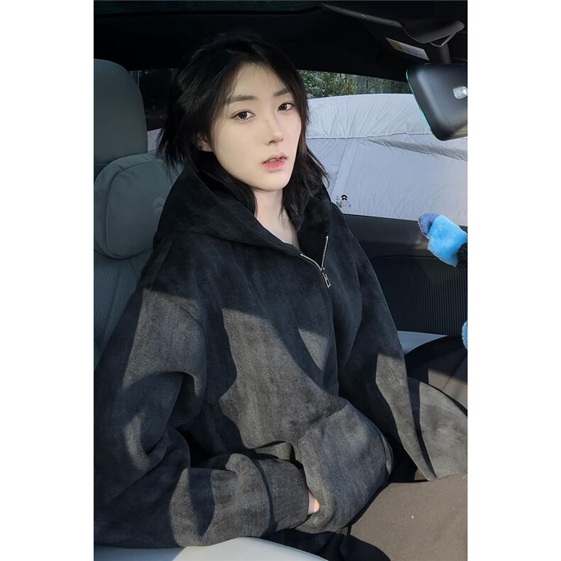 重磅华棉420g美式复古扎染连帽大码卫衣外套男W5080-特P65控118,女装短外套,电商A001