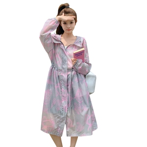 长款印花外套中长款夏季新款时尚连帽防晒衣服女182-8565P115K168图片