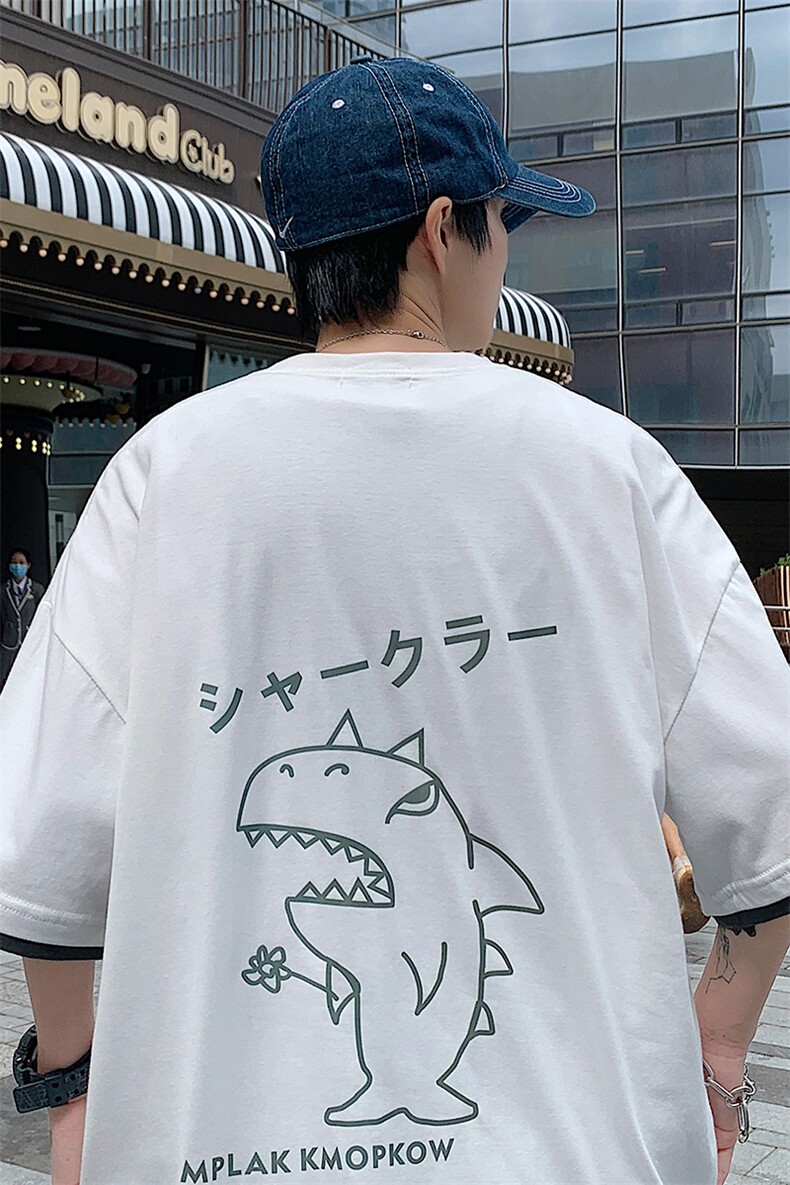 JT55092-P25假两件短袖t恤男大码胖子半袖体恤半截袖港风,男装T恤,电商A040