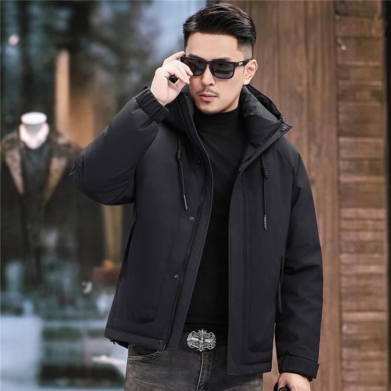 主推新款冬季连帽90绒子白鸭绒羽绒服外套中年男装加厚羽绒服夹克,男装夹克,钱塘723