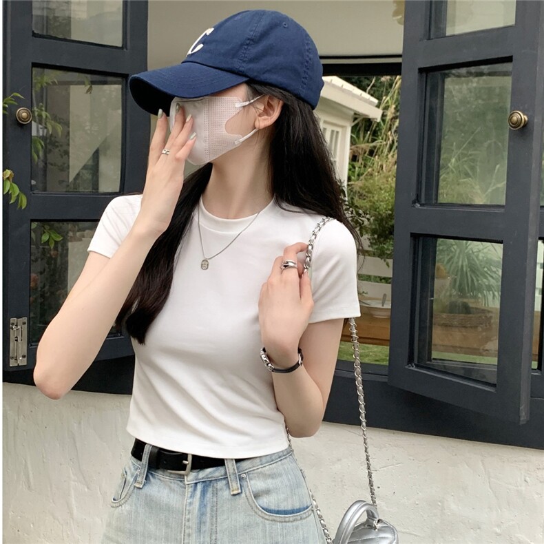 基础款短款T恤短袖紧身辣妹上衣纯棉修身体恤ZT5928-P33,女装T恤,电商B245
