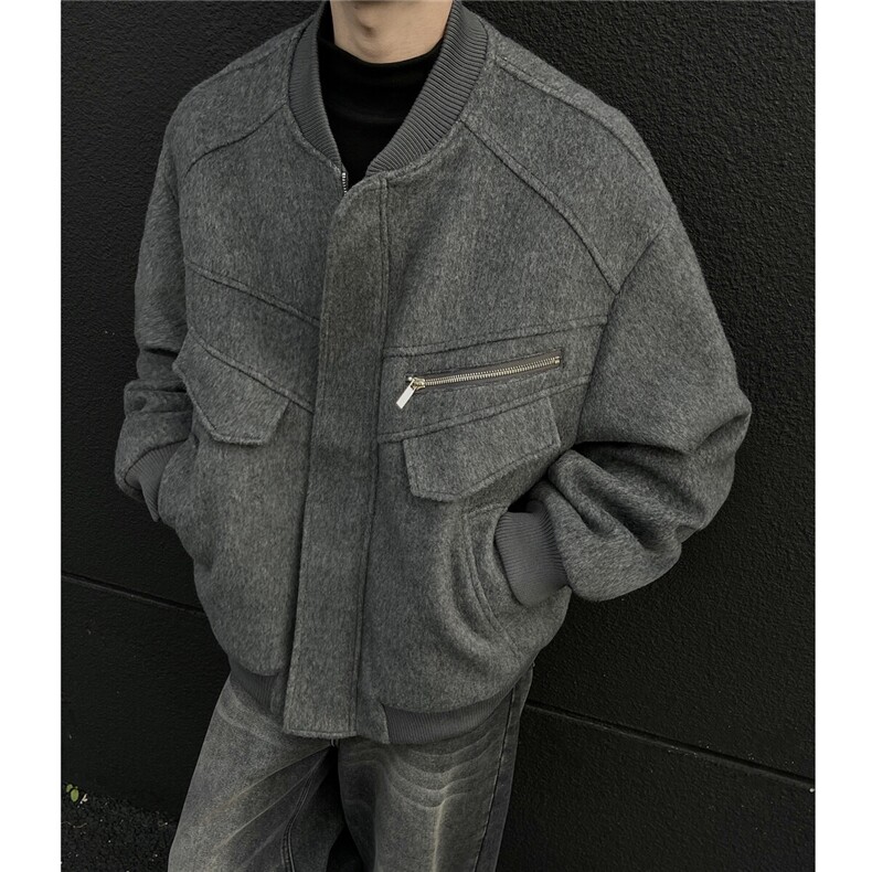 美式潮系夹棉绒毛呢外套飞行服冬季加厚棒球服棉服893P125,男装棉衣,电商A458A