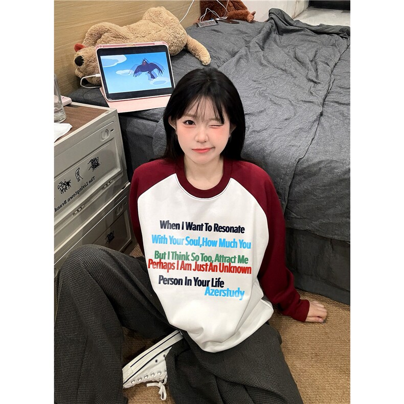 2024秋冬新款潮字母印花潮插肩袖圆领卫衣外套男女可穿A57-P35,男装卫衣,电商C310