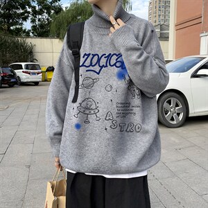 2024秋冬新款针织毛线衣男韩版潮流高领休闲百搭A161-2-M2060-P50，男装针织衫/毛衣，电商A161-2