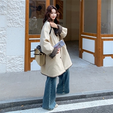 【现】【货】两面穿中长款羊羔毛加厚外套2C158-6022-P215-K318，女装棉衣/棉服，2C158
