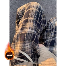 网图加绒加厚秋冬新款格子裤男女垂感休闲直筒裤-A2359JRP42，男装卫衣，电商B241