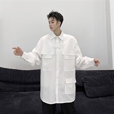 【2025秋装】工装衬衫男暗黑小众设计师款多口袋H1101P75，男装衬衫，星座1114（原A254）