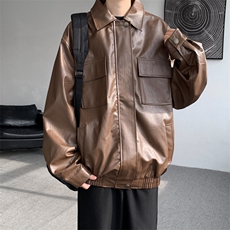 美式男款春秋季潮牌宽松外套飞行员pu皮夹克男上衣JK005-P68，男装夹克，星座308B-1