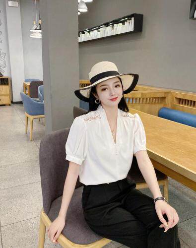 夏季新款V领订珠上衣，女装，斐伦缇娜