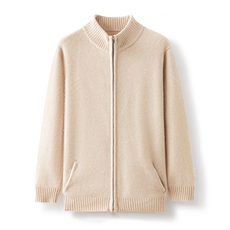 男秋冬厚款立领开衫羊毛衫简约百搭保暖针织衫品质舒适毛衣外套，男装羊毛衫，宋氏羊绒