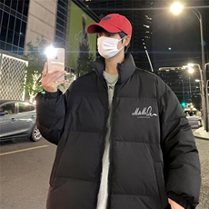 港风夜景休闲字母印花宽松休闲立领棉服A247-MY62064特批65控98，男装棉衣，电商A247