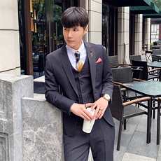 秋冬韩模新品纯色西服套装男三件套小西装外套A470-TZ96，男装西服套装，电商A207