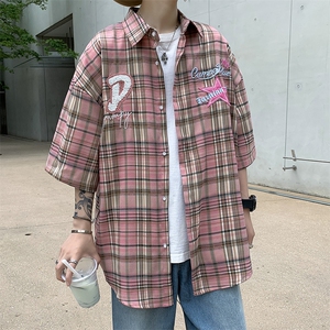 衬衫男韩版潮流短袖刺绣痞子帅气文艺2024夏季ins外套CY312-P35图片