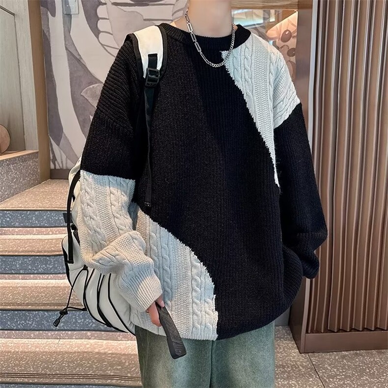 慵懒风毛衣男秋冬新款圆领情侣宽松高级感打底衫毛线衣MY7003-P53,男装针织衫/毛衣,星座308B-1