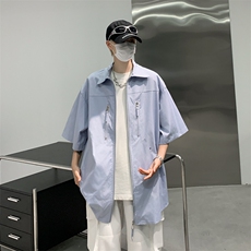 F259-P352024新款美式潮牌工装短袖衬衫男夏季宽松休闲衬衣现货，男装衬衫，星座512-6