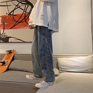 港风ins网红牛仔裤男韩版腰果花束脚裤潮牌宽松九分裤NK7601-P45图片