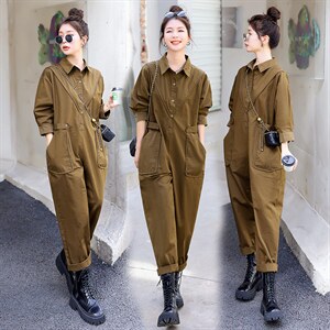 时尚显瘦工装连体裤女春季新款宽松休闲长裤气质百搭潮流女装，女装连体裤，秋水欣儿