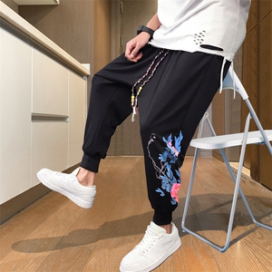 大裆裤男女九分束脚裤宽松低裆垮裤大码吊裆哈伦裤 2435蓝叶-P30图片