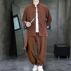男士外套灯芯绒夹克套装盘扣立领风XZ1512-2502套装-P130，男装休闲套装，星座1512