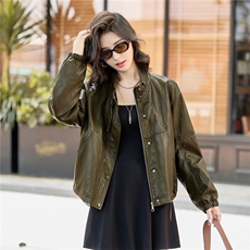 【秋季女装新款】大量现货短款皮衣外套P-115，女装皮衣，简古