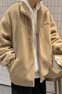 HD1153-TP105控138-港风冬季2024宽松加绒加厚棉服毛毛外套男图片