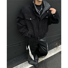 秋冬美式复古工设计感假两件重磅高级牛仔外套男女夹克W6824-P83，男装工装外套，星座412-3