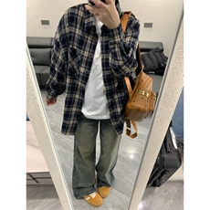 【有货】V3211LL-P38cleanfit藏青色格子衬衫男美式衬衣，男装衬衫，星座1007（原301D）