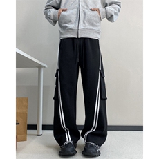 抖音品质春季新款条纹斜织带宽松休闲卫裤B315-K913-特p45控88，男装休闲裤，电商B315