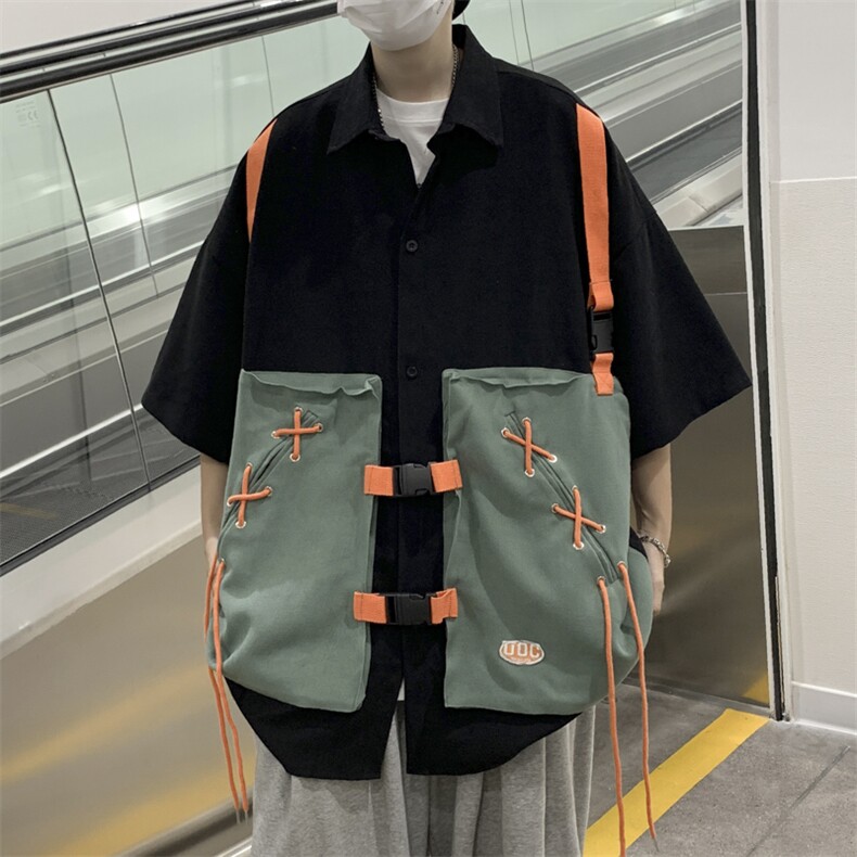 夏季潮流宽松假两件半袖T恤美式工装衬衫潮牌ins短袖W3434-P52,男装衬衫,星座512-2