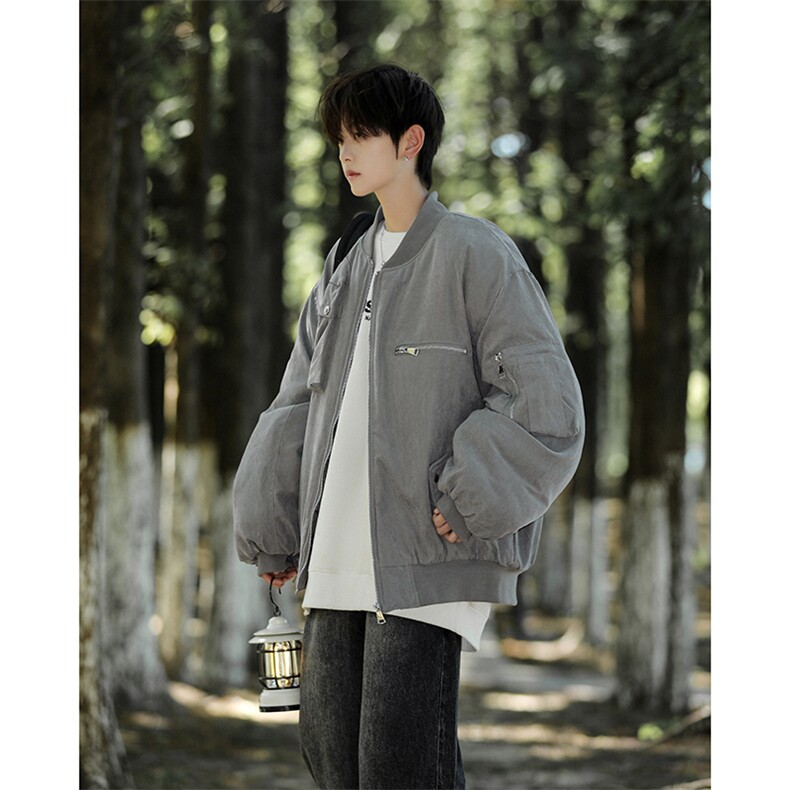 F596P103飞行员夹克棉服外套男冬季加厚潮牌宽松情侣工装棒球上衣,男装夹克,星座512-6