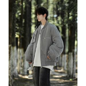 F596P103飞行员夹克棉服外套男冬季加厚潮牌宽松情侣工装棒球上衣图片