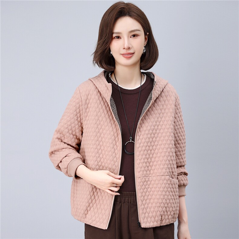 2026年春秋季新款时尚大码妈妈装气质显瘦休闲百搭两面穿外套,女装短外套,独衣靓