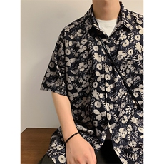 2025夏款男装碎花沙滩衬衫复古外套百搭上衣DX101-特P30限价48，男装衬衫，电商A178
